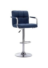 vidaXL Taburete de barra de cocina de tela azul