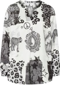 Heine Damer Blus i m&ouml;nsterblandning champagne-svart-med tryck Gr&ouml;&szlig;e 38