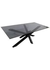 Xora Couchtisch , Grau, Schwarz , Metall, Glas , rechteckig , eckig , 60x45x120 cm , einfacher Aufbau , Wohnzimmer, Wohnzimmertische, Couchtische,