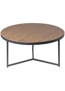 Mid.you Couchtisch , Schwarz, Walnussfarben , Holz, Metall, Holzwerkstoff , Walnuss , furniert , rund , eckig , 80x40x80 cm , einfacher Aufbau ,