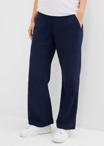 bonprix Femei Pantaloni de gravide loose fit, din muselină din bumbac, albastru, 46