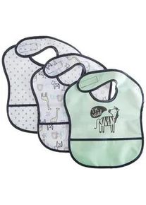 My Baby Lou Lätzchen , Grau, Weiß, Mintgrün , Textil , 3-teilig , Animalprint , 28x40 cm , AZO-frei , Auffangschale , Schlafen, Babytextil-Kollektionen