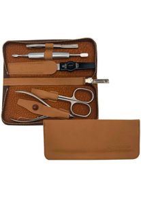 Pfeilring Damen Maniküre-Etui Reißverschlussetui Nappaleder in beige, Größe B/H/T: 80 mm x 180 mm x 35 mm 5 Stk.