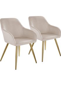 TecTake GmbH tectake Sedia Marilyn effetto velluto oro tortora/oro - 406115