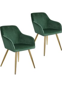 TecTake 2x Sedia Marilyn effetto velluto oro - verde scuro/oro - 404002