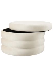 TecTake Taburete ALTU XL, tapizado, con espacio de almacenamiento Terciopelo blanco/crema - 405925