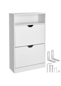 TecTake Scarpiera Calea con 2 scomparti apribili per 12 paia di scarpe - bianco - 405226