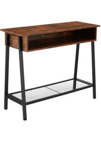 TecTake Mesa consola Tralee 100x35x80,5cm Madera industrial oscura, rústica - 404720