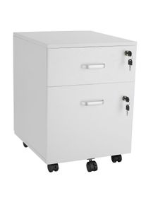 TecTake GmbH tectake Cajonera con ruedas VAGUR, 2 cajones con cierre blanco - 405459
