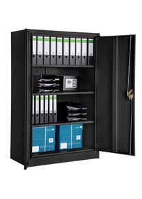 TecTake Armadio portadocumenti a 4 scomparti 140 x 90 x 40 cm - nero - 402937