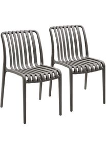 TecTake Sillas de jardín Alcudia, resistentes a la intemperie, apilables antracita - 406044