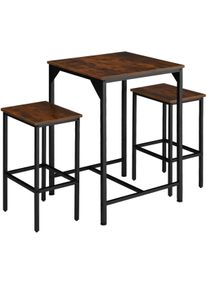 TecTake Juego de muebles de bar Inverness Madera industrial oscura, rústica - 404362