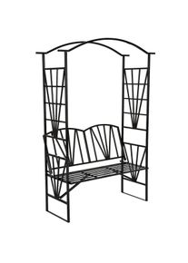 TecTake Arco per rose rampicanti con panchina in metallo - nero - 400769