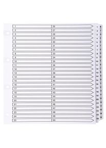 Exacompta - Cod. MWD1-50Z - Divisori per raccoglitori ad anelli con 50 tasti numerici plastificati 1-50 - Cartoncino bianco 160 g/mq A4 - 4 pezzi
