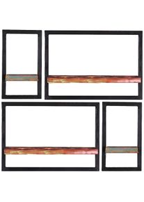 SIT-MÖBEL SIT Möbel Estantería de pared | 4 piezas | madera recuperada | serie RIVERBOAT | ancho 75 x fondo 25 x alto 75 cm | colorido