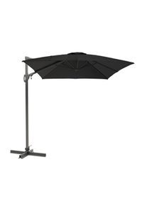 METRO PROFESSIONAL Sombrilla colgante cuadrada, sin faldón, aluminio/acero, 3 x 3 m, con manivela y función de inclinación, antracita/gris