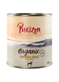 Lot économique Purizon Organic Bio 24 x 800 g.- poulet, oie & potiron