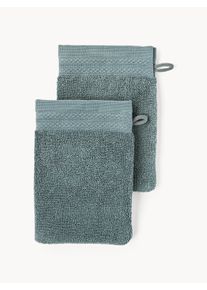 Rukavice na umývanie z organickej bavlny Premium, 2 ks Modrá Bavlna, Organická bavlna Umývacie rukavice, Š 16 x D 22 cm | Westwing Collection