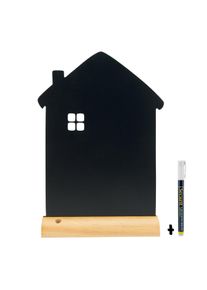 Securit Silhouette Pizarra ''Casa'' – Incluye Rotulador de Tiza – Base de Madera