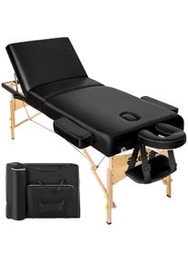 TecTake Lettino da massaggio a 3 zone Somwang con 7,5 cm di imbottitura e supporto in legno - nero - 404376