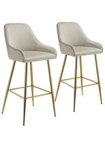 TecTake Sgabello da bar Avane con schienale, imbottito, effetto velluto - Set di 2 - 405861