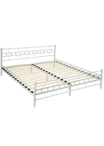 TecTake letto con rete a doghe - 200 x 180 cm, bianco - 401722