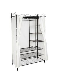 TecTake Armadio guardaroba in metallo con tenda 112 x 207 x 57 cm - nero - 402491