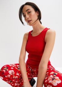 bonprix Top w prążek (2 szt.), bawełna organiczna, czerwony, 36/38