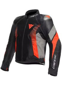 Dainese Super Rider 2 Absolute, casaco de couro-textil &agrave; prova d , cor: Preto/Cinzento/Vermelho N&eacute;on , tamanho: 52