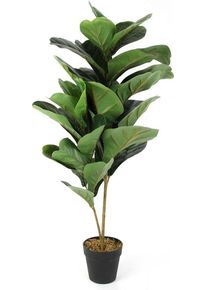 NATURN LIVING Pianta di Gomma in Plastica - ø 14 x 98 cm - Ficus Elastica - Finto Albero della Gomma - Pianta che non Richiede Manutenzione - Verde