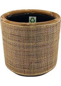 NATURN LIVING Rattan Drypot Blonde - ø 31 x 29 cm - Fioriera sostenibile con interno in plastica riciclata impermeabile - Marrone chiaro