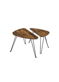 VASAGLE Conjunto de 2 mesas laterais, para sala de estar,estilo industrial, marrom rústico e preto