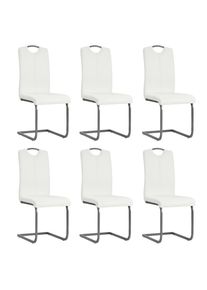 vidaXL Sillas voladizas de comedor 6 unidades cuero sintético blanco