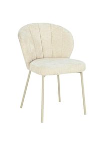 P & B Stuhl , Beige , Holz, Metall, Textil , Pappel , Sperrholz , Rundrohr , 55x79x59 cm , Esszimmer, Stühle, Polsterstühle