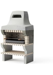 MAESTRO FERRETERO MF - Barbecue Prefabbricato in Muratura per Legna e Carbone Modello Bailen Plus (Grigio Beige - 86,5 x 58 x 220 cm) REF: 8888 - Uso