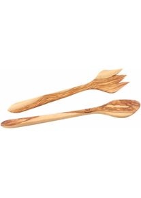 CONTINENTA, Salatbesteck aus robustem Olivenholz, holzfarben, Massivholz, holzfarben