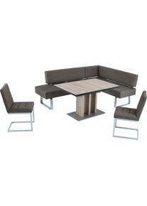 K+w Komfort & Wohnen K+W Komfort & Wohnen, Eckbankgruppe &raquo;Spider II&laquo; Set, 4 Stk. tlg. langer Schenkel 227cm, 2 Freischwinger, Auszugstisch in Breite 130 cm, darkgrey80 +, 