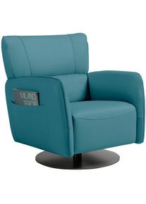 Egoitaliano, Sessel &raquo;Honey&laquo; inkl. seitlicher Einstecktasche, drehbar und mit Wipp-Funktion, t&uuml;rkis, Leder CAREZZA, t&uuml;rkis