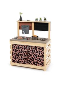 Muddy Buddy , Outdoor-Spielk&uuml;che &raquo;Big Leo&laquo; natur - puderrosa; FSC - sch&uuml;tzt Wald, natur - puderrosa, Holz, Polyester, natur - puderrosa