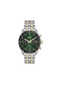 BOSS , Jungen,Damen , Multifunktionsuhr &raquo;TOURMASTER&laquo; Quarzuhr, Armbanduhr, Herrenuhr, Edelstahlarmband, analog, Tag , silberfarben-gr&uuml;n ,...