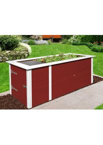 Weka, Hochbeet BxTxH: 205x80x81 cm, mit Anbauschrank, rot/wei&szlig;, Massivholz, B/H/T: 205 cm x 81 cm x 79 cm, rot/wei&szlig;