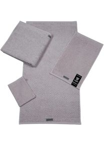 Ross, Waschhandschuh &raquo;Smart&laquo; Uni-Rippe mit Velourslabel, stein, Frottier, B/L: 16 cmx21 cm -6 Stk., stein