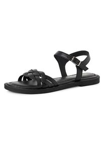 Tamaris , Riemchensandale , Sandalette, Sommerschuh mit Riemchen in Flechtoptik , schwarz , 40 , 40 , Riemchensandale mit verstellbarer Schnalle