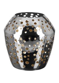 Fink, Windlicht &raquo;SHEILA, mit kreis- und sternenf&ouml;rmigen Cut-Outs&laquo; silberfarben, aus Eisen - vernickelt, silberfarben, Eisen, Glas, B/H/T: 24 cm, 