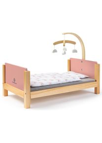 Musterkind , Puppenbett »Barlia, altrosa/natur« mit Mobile , altrosa/natur