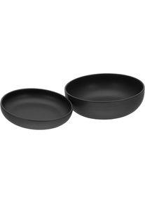 Creatable, Salatsch&uuml;ssel &raquo;Uno&laquo; 2 Stk. aus Steinzeug Vintage-Look, &Oslash; 26 cm, Made in Europe, Schwarz, Steinzeug, &Oslash; 26 cm, Schwarz