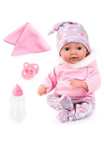 BAYER, Babypuppe &raquo;Reborn Baby, 38 cm Regenbogenmuster&laquo;, grau/rosa, Babypuppe