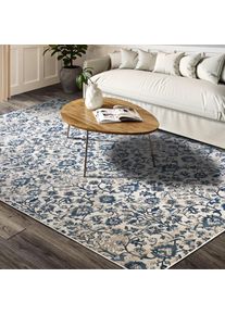 Villeroy & Boch Villeroy & Boch, Teppich &raquo;Ernest&laquo; rechteckig 11 mm H&ouml;he L&auml;ufer, Orientalisch in einem Vintage-Look, Wohnzimmer, Kurzflor, Creme,Blau, Polypropylen, B 