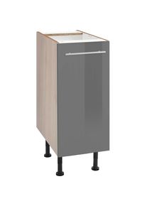 Optifit, Unterschrank &raquo;Bern&laquo; 30 cm breit, mit 1 T&uuml;r mit h&ouml;henverstellbaren F&uuml;&szlig;en, mit Metallgriff, grau Hochglanz/akaziefarben, B/H/T: 30 cm x 87 cm x
