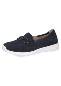 Caprice , Slipper , Schlupfschuh, Freizeitschuh, Halbschuh mit schöner Zierschnalle , dunkelblau , 41 , 41 , Slipper mit bequemen Stretcheinsätzen